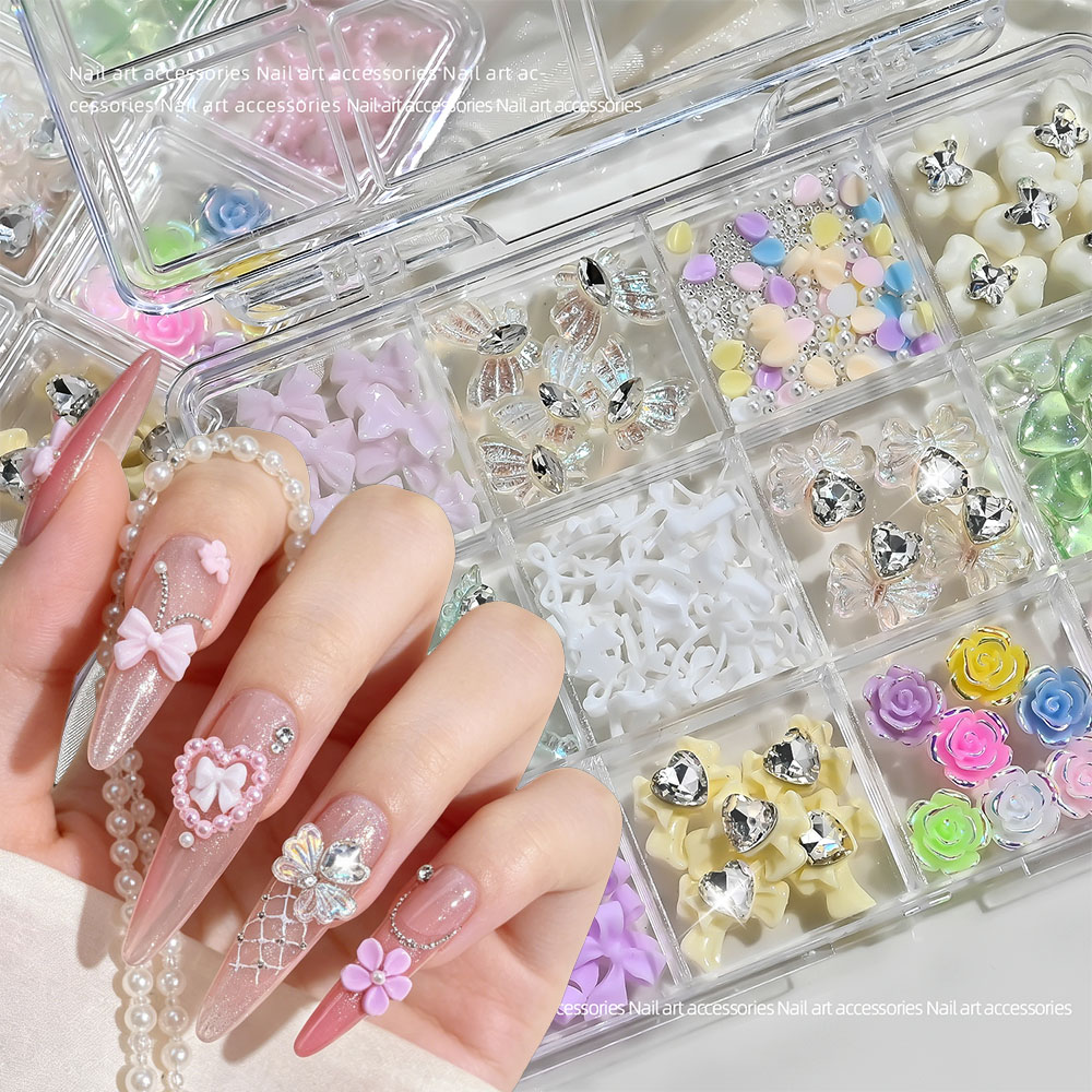 Resin Art Rose Petals - 12 grilles de breloques pour nail