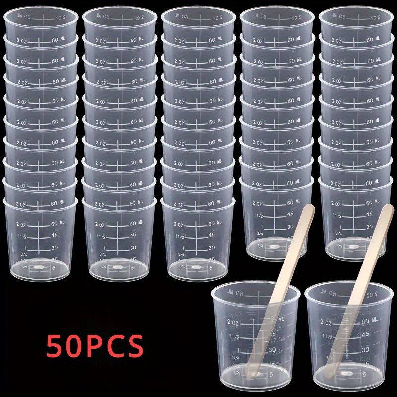 Resin Mixing Cup - 50 gobelets gradués transparents pour mélange