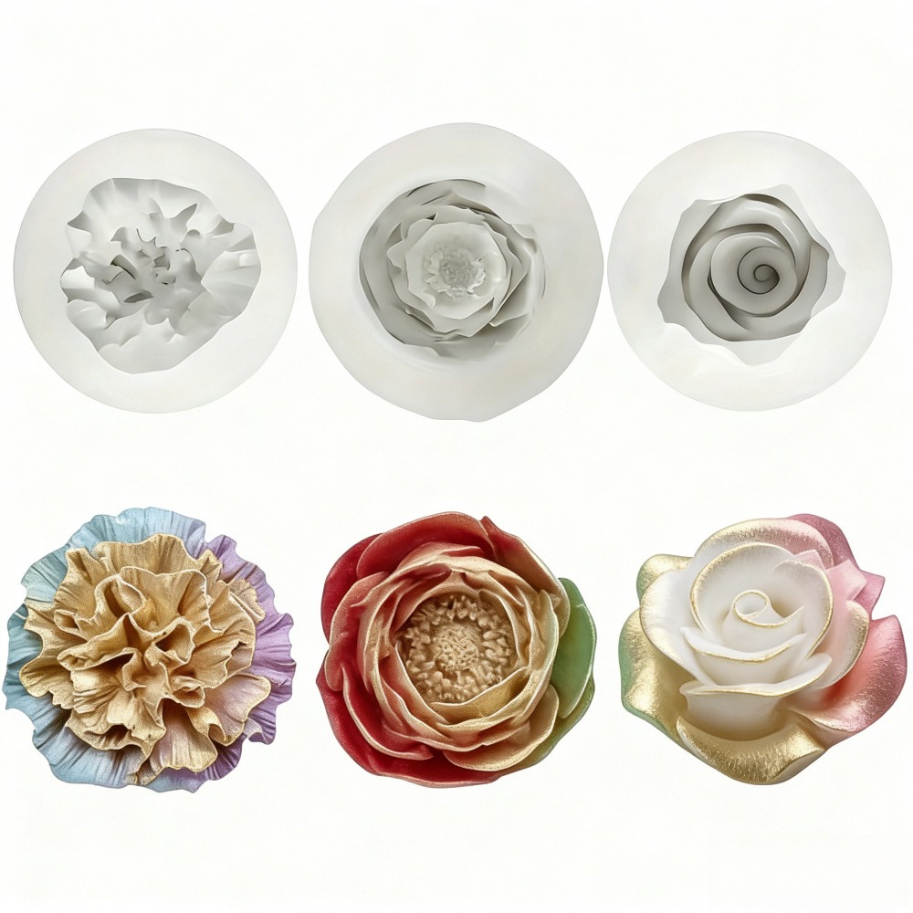 Resin Art Rose Petals - Moules en silicone 3 pièces pour