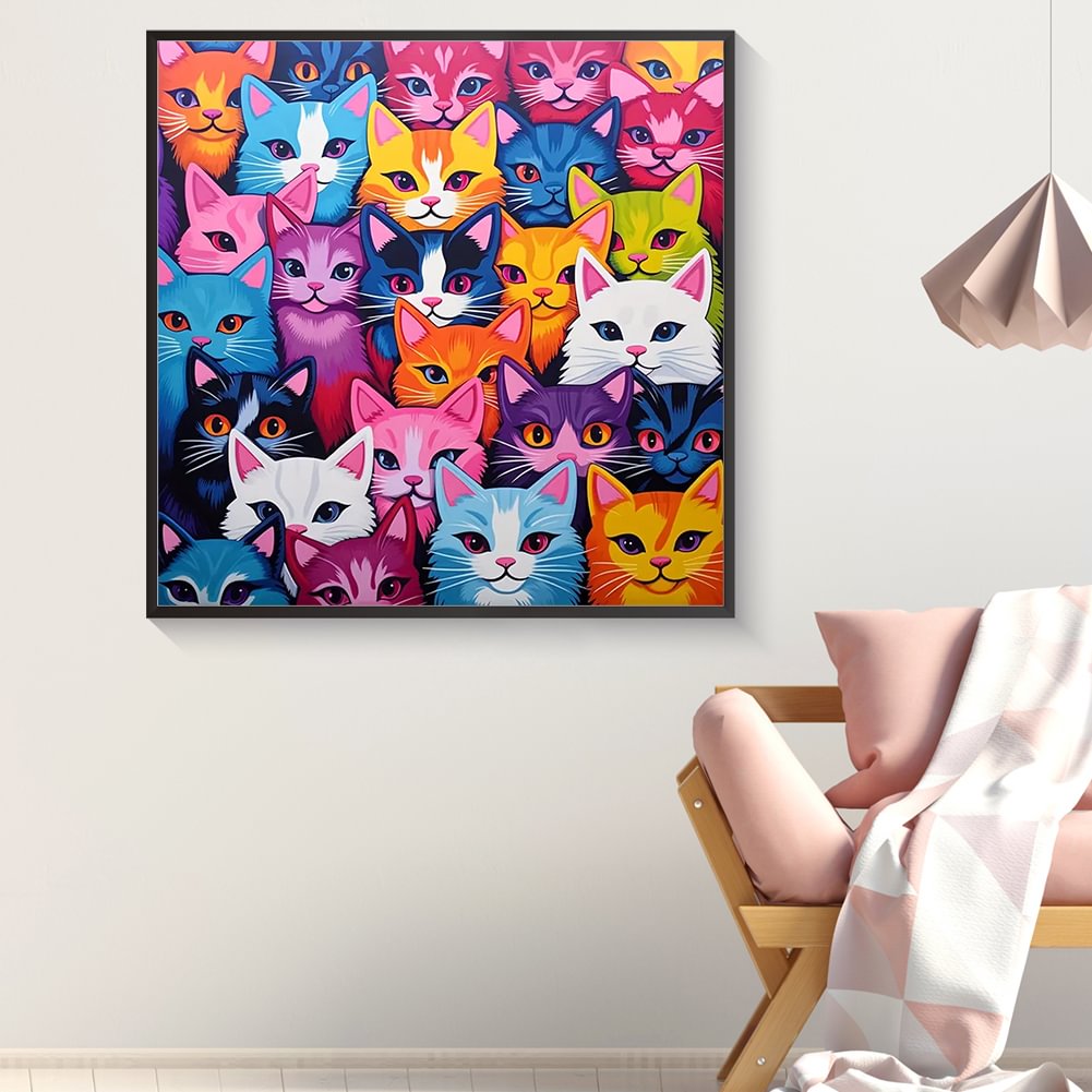 Resin Art Painting - Diamant peinture famille coloré bébé chat