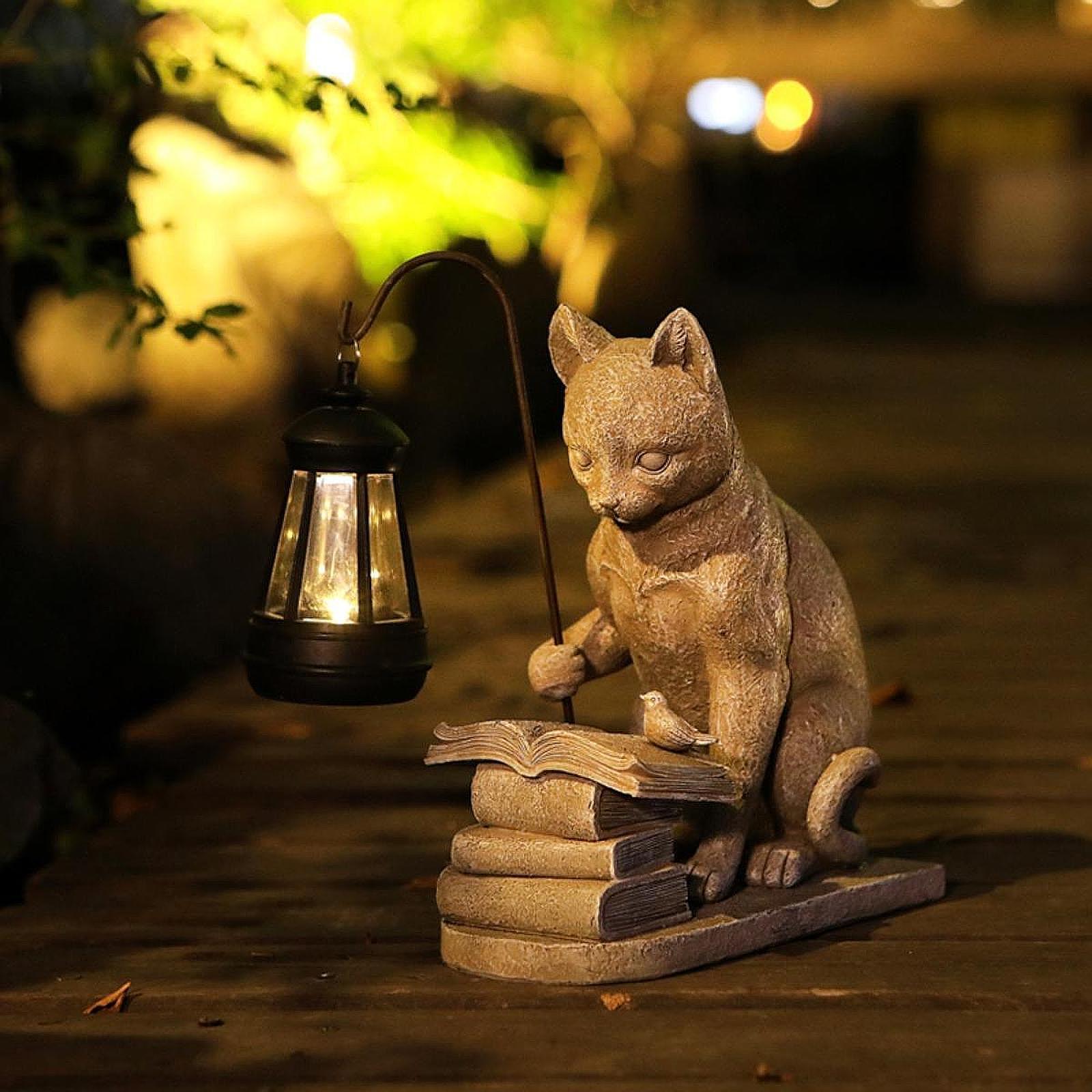 Resin Art Lamp - Chat solaire jardin Mini Statue Sculpture