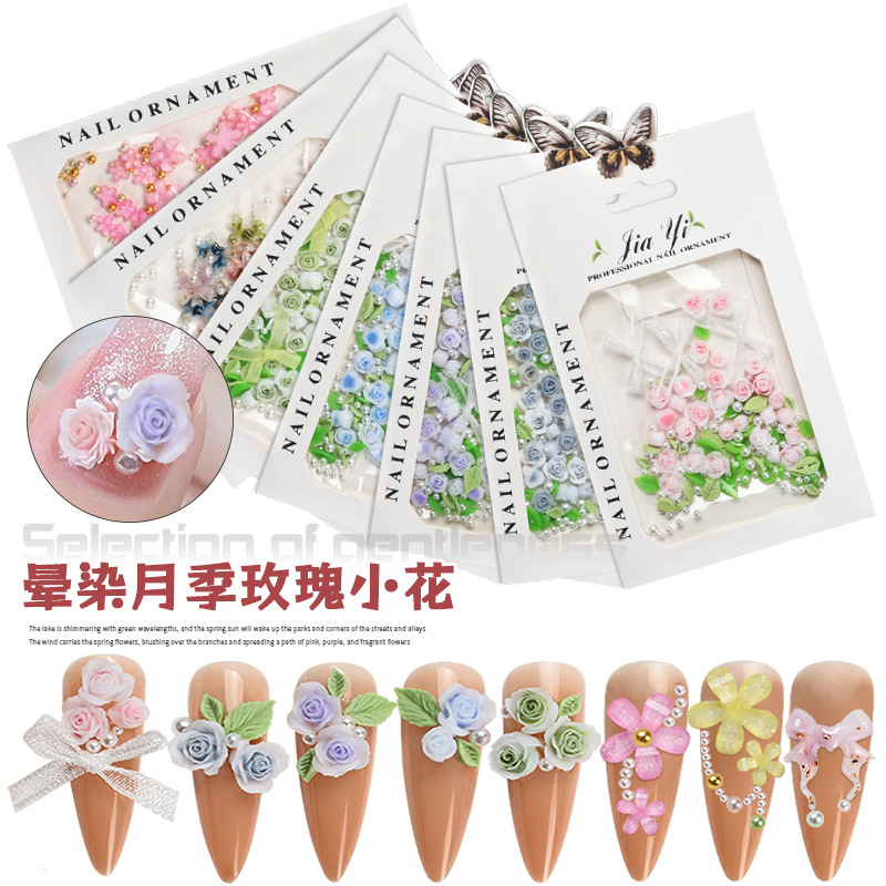Resin Art Rose Petals - Décoration d'ongles 3D en résine rose