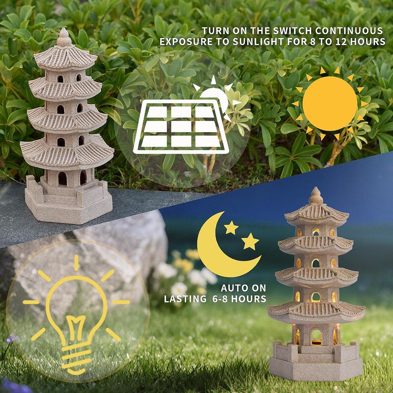 Lanterne solaire pagode, statu - Resin Art Lamp avis et prix