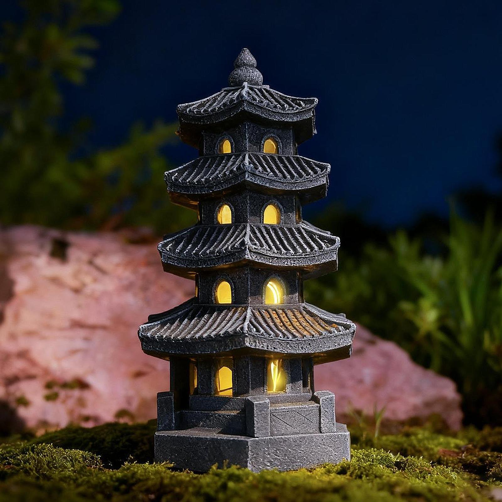 Lanterne solaire pagode, statu - Resin Art Lamp avis et prix