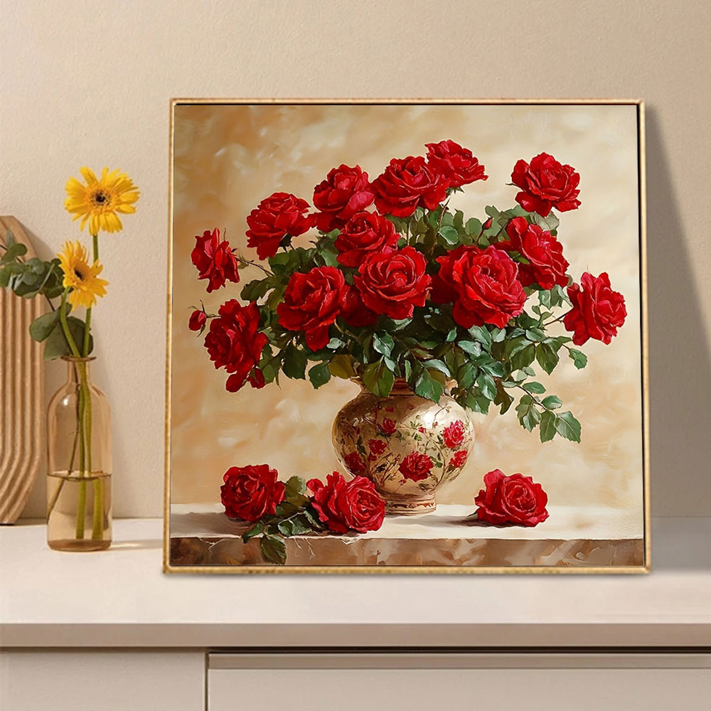 Rose diamant peinture plein ca - Resin Art Canvas avis et prix