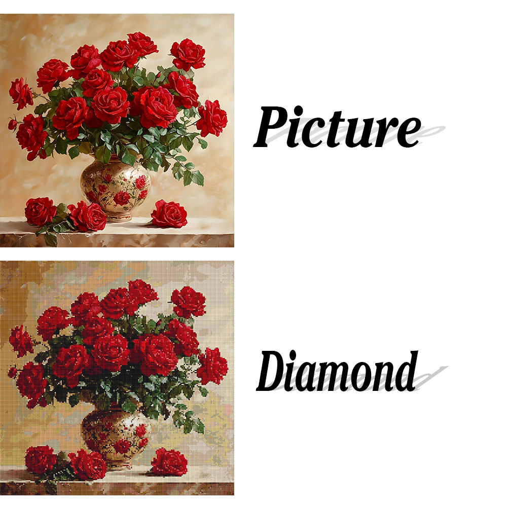 Rose diamant peinture plein ca - Resin Art Canvas avis et prix